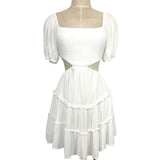 Shero White Smocked Bodice Cutout Dress- Size S