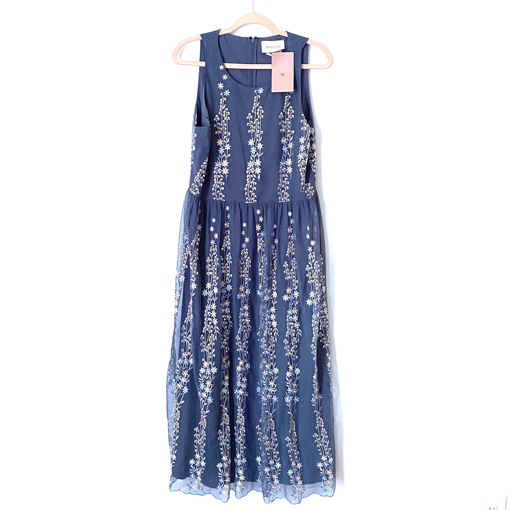 bhldn grey dress BHLDN by Anthropologie Grey Floral Embroidered Dress NWT- Size 16 – The  Saved Collection