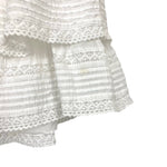 Aerie White Button Front Smocked Waist with Tiered Ruffle Lace Hem Mini Dress- Size XL (sold out online)