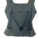 Vestique Black Ribbed Exposed Back Crop Top- Size M
