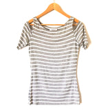 Bailey 44 Grey and White Stripe Cold Shoulder Short Sleeve Top- Size S