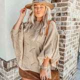 No Brand Tan Open Knit Dolman Sleeve Sweater- Size ~S (see notes)