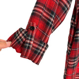 Becaal Red Plaid Button Up Flannel with Roll Tab Sleeves- Size S