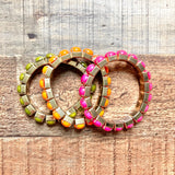 No Brand Fuchsia and Olive and Orange and Gold Set of Three Bracelets