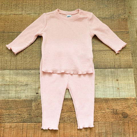 Old Navy Pink Thermal Top and Pant Set- Size 3-6M