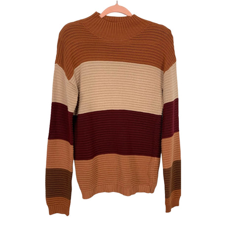 Amaryllis Multicolor Stripe Mock  Neck Sweater- Size XS