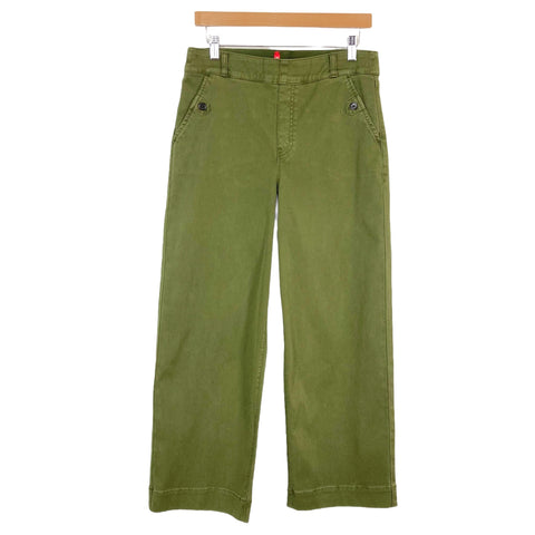 Spanx Olive Stretch Twill Wide Leg Crop Pants- Size L (Inseam 26.5”)