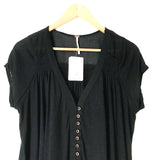 Free People Button Loose Flowy Black Top NWT -Size XS