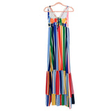 Aura Colorful Striped Eyelet Waist Detail Adjustable Criss Cross Back Tie Dress- Size L (sold out online)