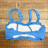 Pink Lily Blue Ruffle Padded Bikini Top- Size L (sold out online, we have matching bottoms)