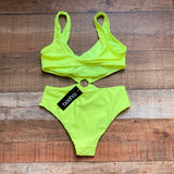 Boohoo Neon Yellow Cutout One Piece NWT- Size M