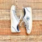 Pre-Owned Chanel White Leather Logo Trainer Sneakers- Size 39 (US 8)