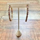 Melinda Maria Gold with Purple Stones Hoop Earrings