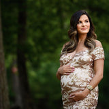 Pink Blush Maternity Rose Gold Evening Gown- Size S
