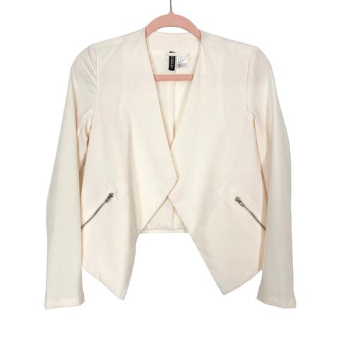 Divided by H&M Cream Open Front with Zipper Pockets Blazer- Size 2