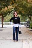 Blu Pepper Two-fer Tie Sleeve Sweatshirt- Size S