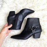 Qupid Black Leather Buckle Ankle Zip Up Booties- Size 8.5