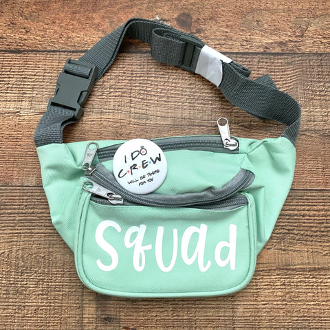 Everest Mint Green "Squad" Fanny Back With "I Do Crew Will Be There For You" Button
