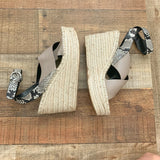 Mark Fisher Grey/Animal Print Espadrille Wedge Sandal- Size 10 (Like New Condition!)