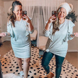 Cable Stitch Grey Heathered Ruffle Dress- Size XL