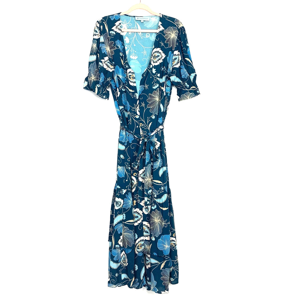 Tuckernuck Teal Floral Print Belted Dress- Size XL (see notes) The Saved Collection Tuckernuck Teal Floral Print Belted Dress- Size XL (see notes) The Saved Collection