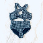 Albion by Black Gingham Criss Criss Top with Removable Cups- Size S (BOTTOMS SOLD SEPARATELY!)