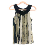 Cato Black and Cream Print Collar Tank Blouse- Size S