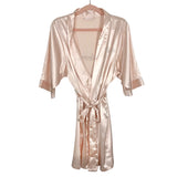 David's Bridal Blush Satin Rhinestone Candace Bridesmaid Robe- Size S/M