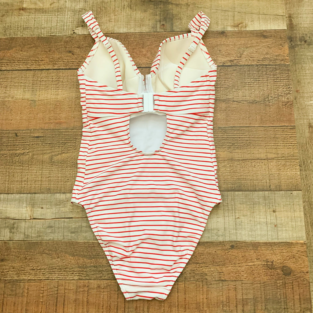 Figleaves Red White Strip Cape Castaway Tummy Control Swimsuit- Size 34G  (Sold Out Online!)