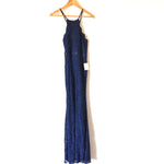 Lulus Navy Lace Halter Gown NWT- Size S