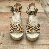 Sole Society Animal Print Espadrille Sandals- Size 7