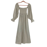 Petal & Pup Beige Striped Smocked Bodice Off the Shoulder Balloon Sleeve Dress- Size 4