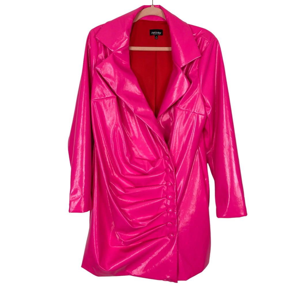 Patrick Starrr Hot Pink Faux Leather Make 'Em Shook Blazer Dress- Size The Saved Collection Patrick Starrr Hot Pink Faux Leather Make 'Em Shook Blazer Dress- Size The Saved Collection
