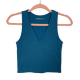 Abercrombie & Fitch Teal Ribbed V-Neck Cropped Tank- Size S (sold out online)