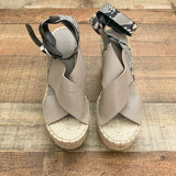 Mark Fisher Grey/Animal Print Espadrille Wedge Sandal- Size 10 (Like New Condition!)