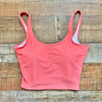 Pink Desert Peachberry Ribbed Snap Front Padded Midkini Top- Size XL