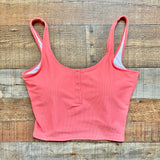 Pink Desert Peachberry Ribbed Snap Front Padded Midkini Top- Size XL