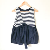 J Crew Navy Striped Ruffle Hem Tie Back Blouse NWT- Size XS