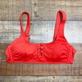 Xhilaration Red Ribbed Button Front Padded Bikini Top- Size M (sold out online, we have matching bottoms)