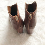 Vince Camuto Brown Leather Booties with Zipper Tassel- Size 7