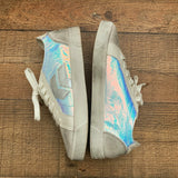 Dolce Vita Silver Iridescent Zaga Mix Media Patch Leather Sneakers- Size 7.5