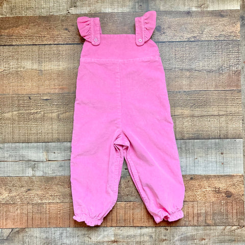 The Beaufort Bonnet Company Pink Corduroy Ruffle Overalls- Size 18/24M