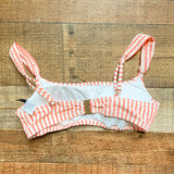 J Crew Coral and White Padded Bikini Top- Size S (TOP ONLY)