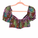 Shein Ditsy Floral Puff Sleeve Ruched Crop Top and Tiered Hem Skirt Set- Size M (sold as a set)