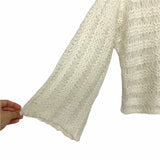 Elan Off White Open Knit Bell Sleeve Top- Size S