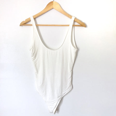 Vestique White Tank Bodysuit with Low Back- Size S