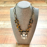 No Brand Tortoise Link Rhinestone Pendant Necklace