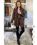Time & Tru Brown Animal Print Shawl Sweater Cardigan- Size M