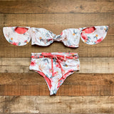 Boamar Floral Bikini Top with Removable Ruffle Arm Cuffs- Size ~M (see notes, sold out online, we have matching bottoms)