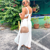 Forever21 White Twisted Front Tie Back Dress with Front Slits- Size S